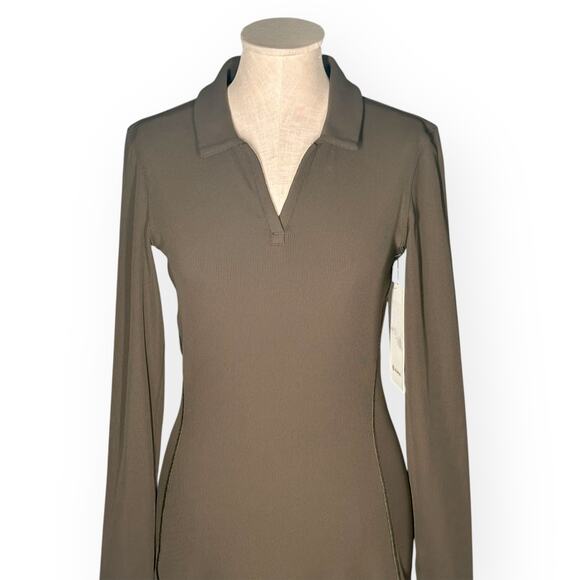 New LULULEMON Ribbed Luxtreme Polo Collared Midi Dress Athleisure Golf Brunch - Picture 3 of 12